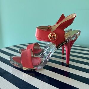 Salmon Glass Slipper Heels 👠